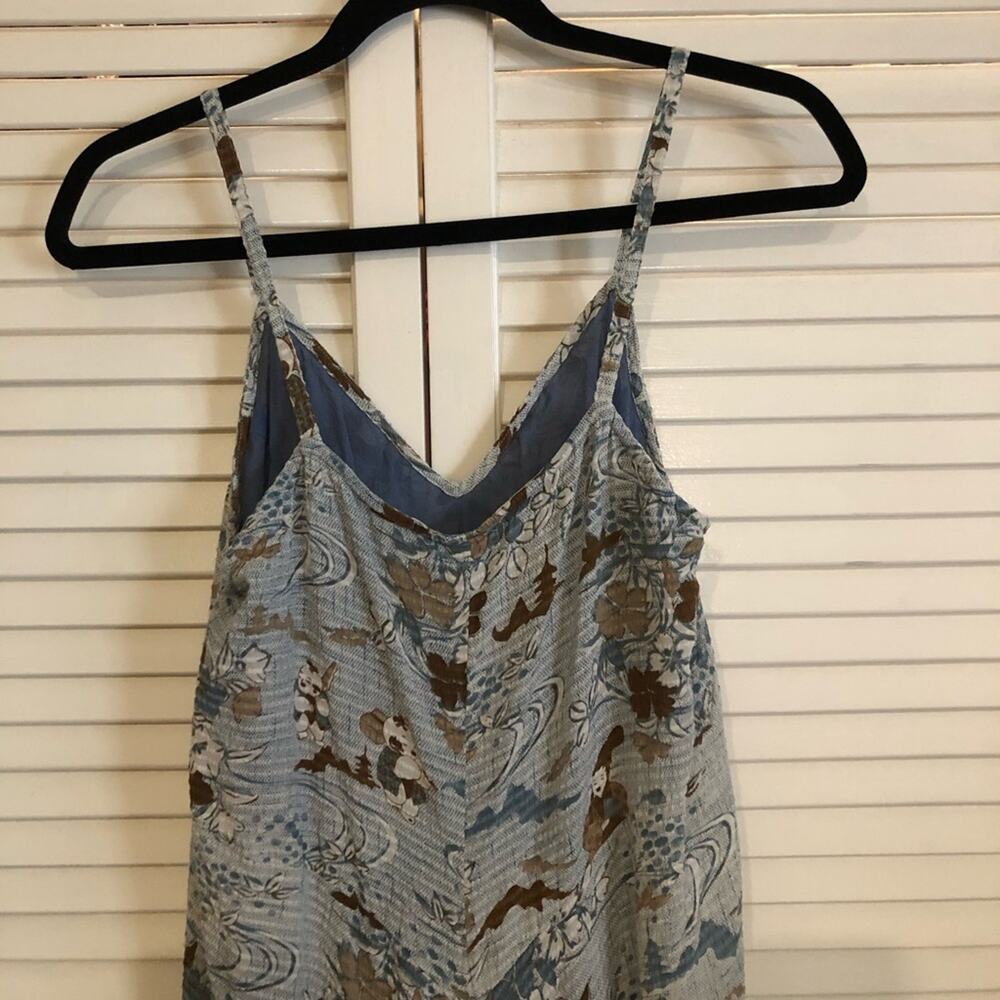 Citron Blue Floral Flowy Midi Dress Silk Blend - Picture 11 of 11